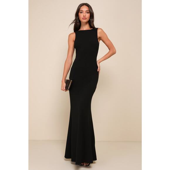 Lulus Dresses & Skirts - Lulus Love In Your Eyes Black Knotted Crew Neck Knit Mermaid Maxi Dress Small